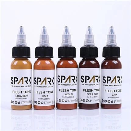 1OZ Ink Series Spark Tattoo Ink 5 Pieces Skin Color Set for Cover Ups Blending Cosmetic Tattoos