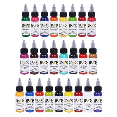 Spark High - End 1oz Premium Fast Smoo, Th Permantent Outlied 25 кольорових наборів Spark Tattoo для татуювального мистецтва та татуювання