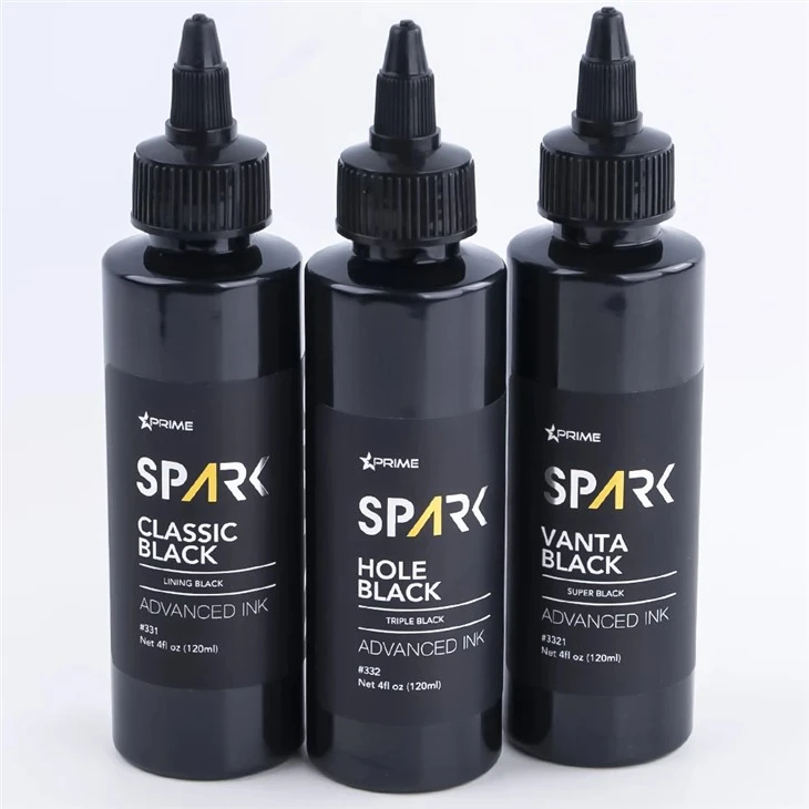 Spark Premium 4oz Tri - Shade Black Tattoo Ink Set: Classic, Hole & Vanta Black для татуювальної та тіла