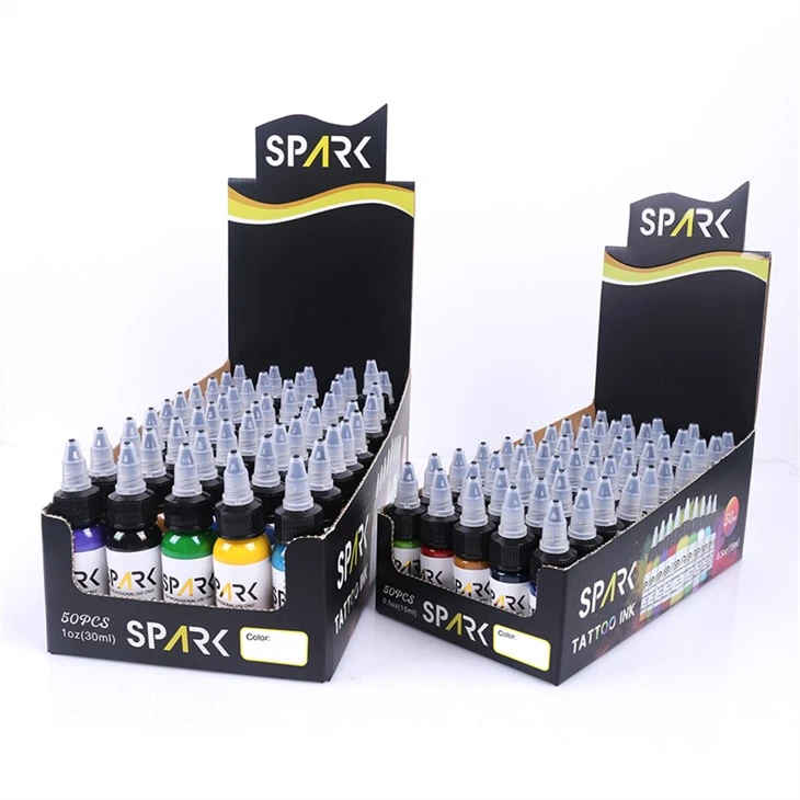 50 наборів кольорів Leadfree Tattoo Ink Spark Tattoo Ink Set Professional Professional Tattoo Ink Display