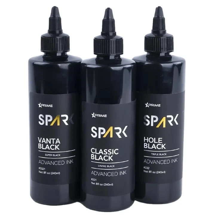 Чорнило для татуювання 8 унцій Super Black Black Ink Серія Vanta Black Spark Чорнило для татуювання Набір чорнил для татуювання
